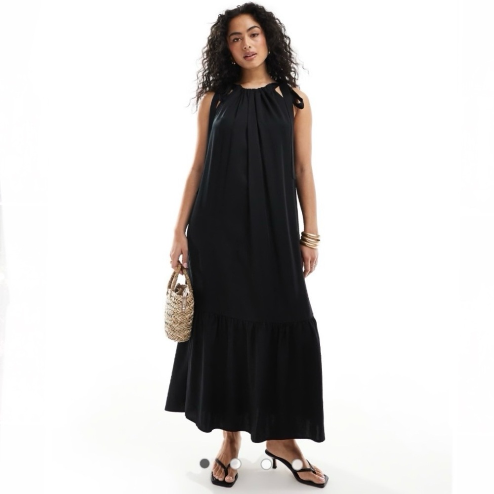 & Other Stories Black Tiered‎ Halter Maxi Dress, 4